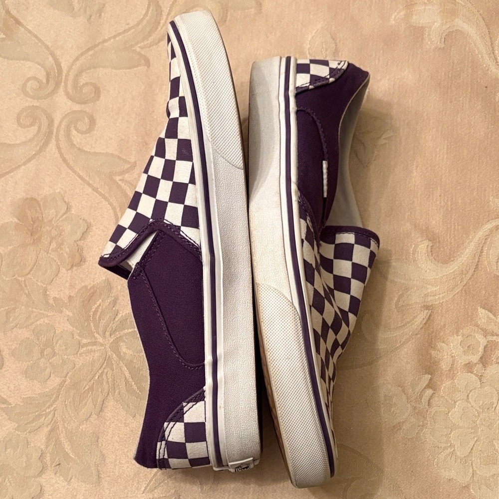 Vans Purple and White Checkered Slip-Ons - Picture 8 of 12